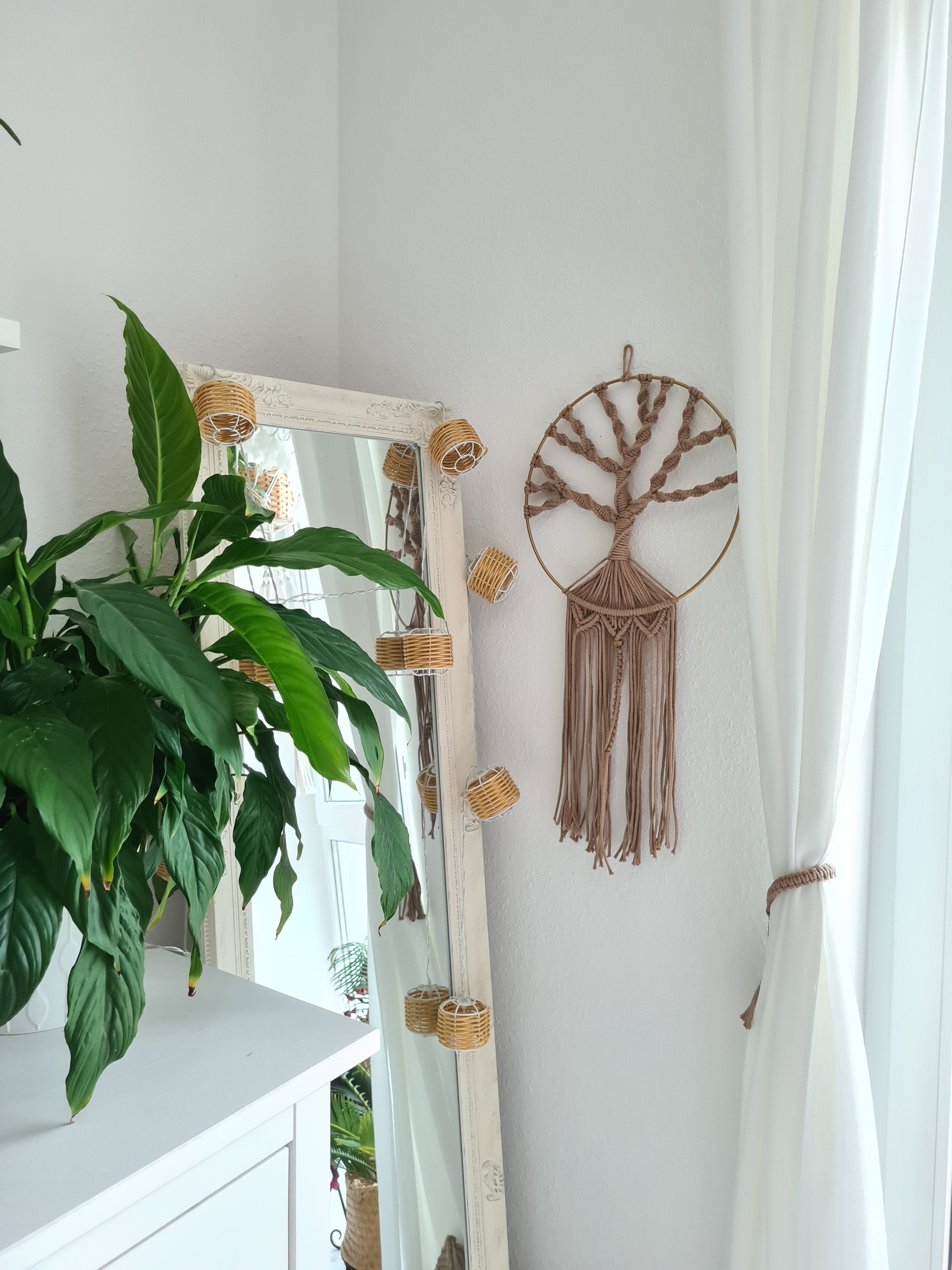 Baum des Leben Makramee Macrame Rund Wandbehang  Stoffdekoration an die Wand Kreis Baumwolle Boho zum aufhängen  Wanddekoration
