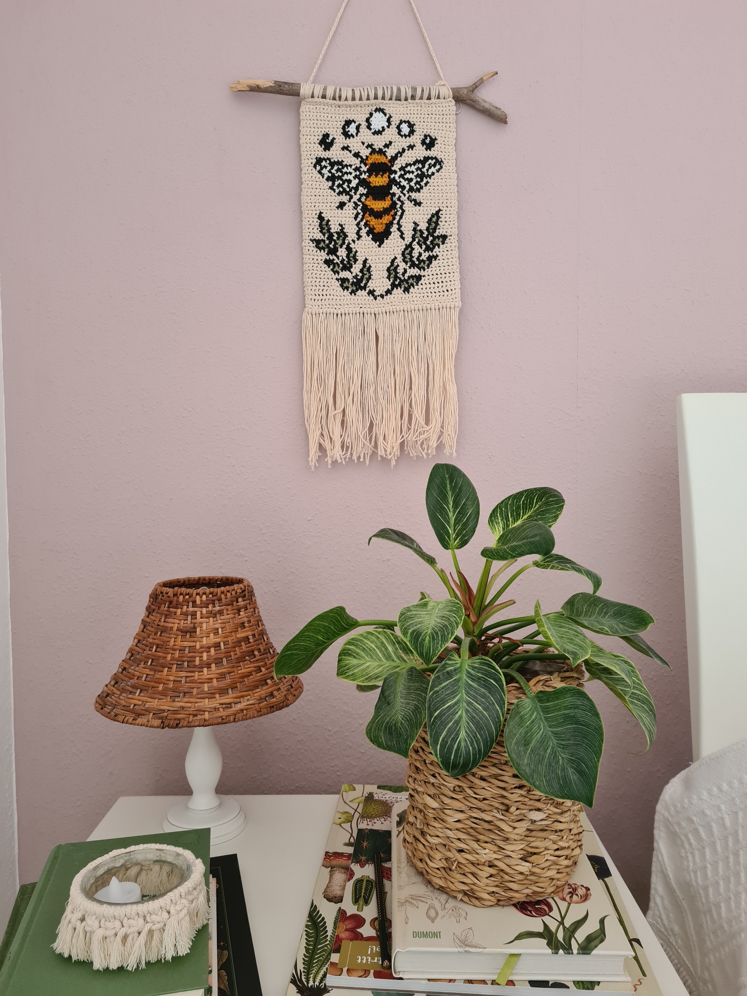 Hummel Wandbehang Makramee Macrame Tapiserie Wandtepoiche Wanddekoration Stoffbild