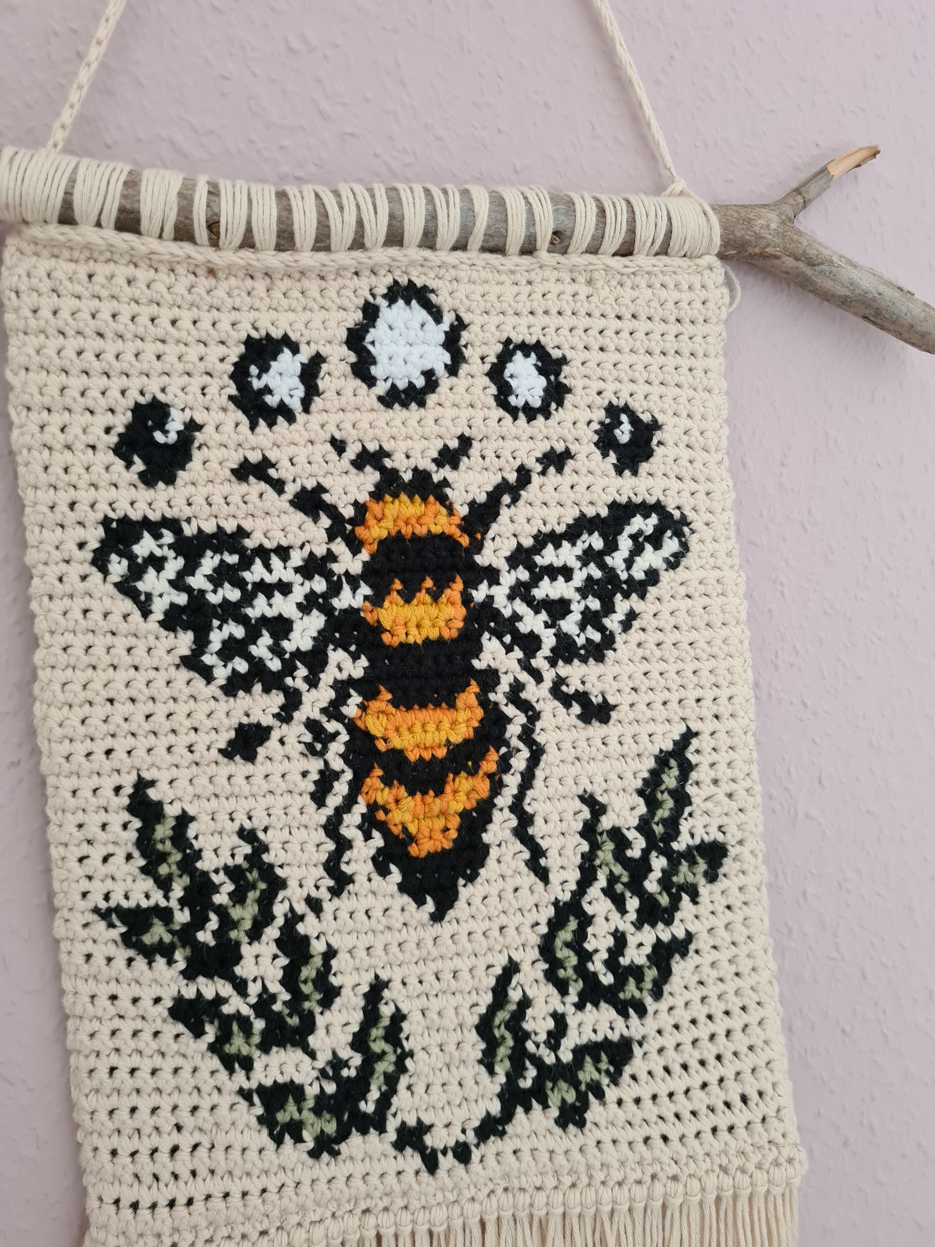 Hummel Wandbehang Makramee Macrame Tapiserie Wandtepoiche Wanddekoration Stoffbild