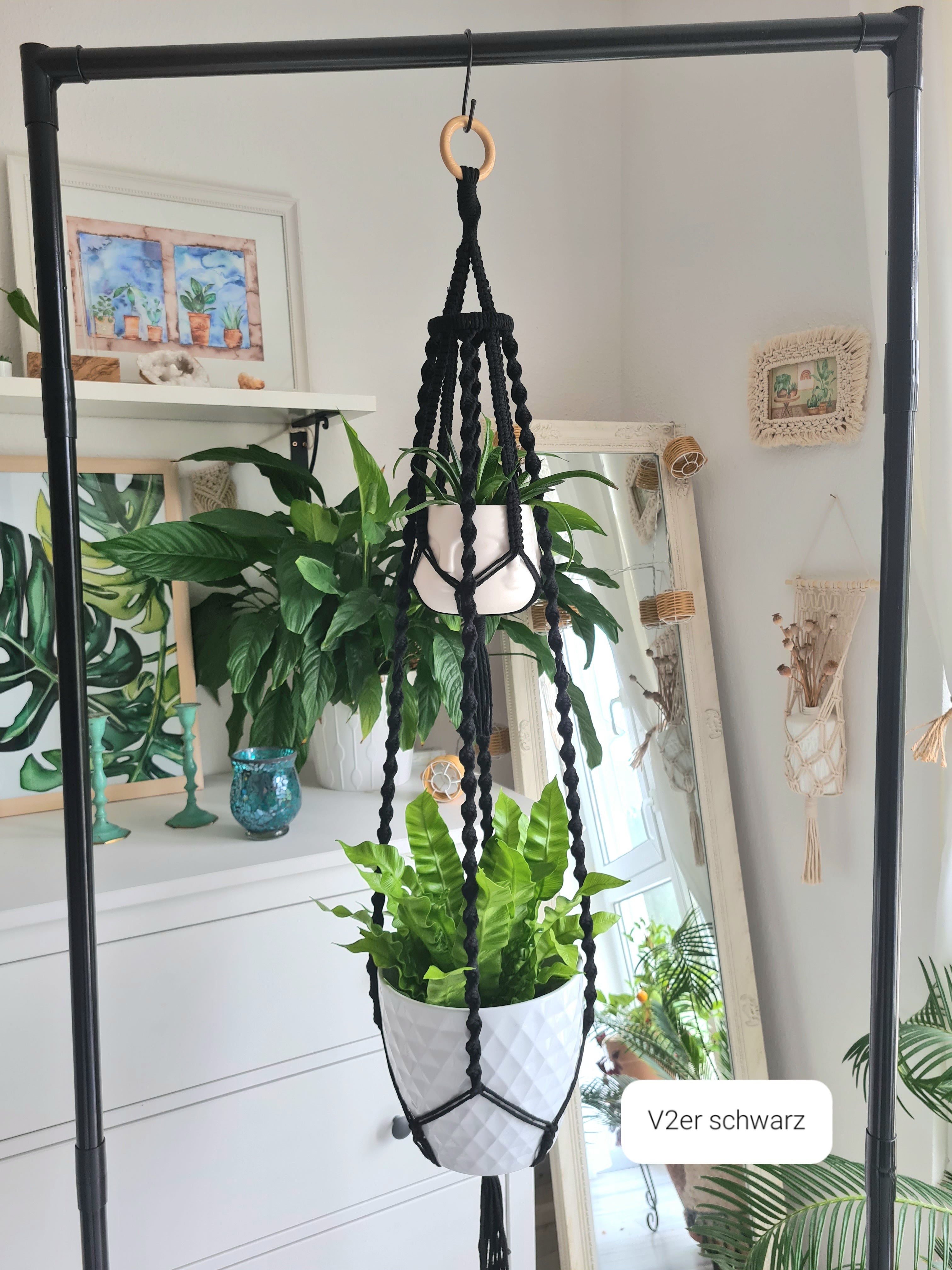 VINTAGE Blumenampel 60er 70er Hängeampel Pflanzenhänger Fensterdekoration Boho Makramee Hänger für Zimmerpflanzen retro 80er dekoration