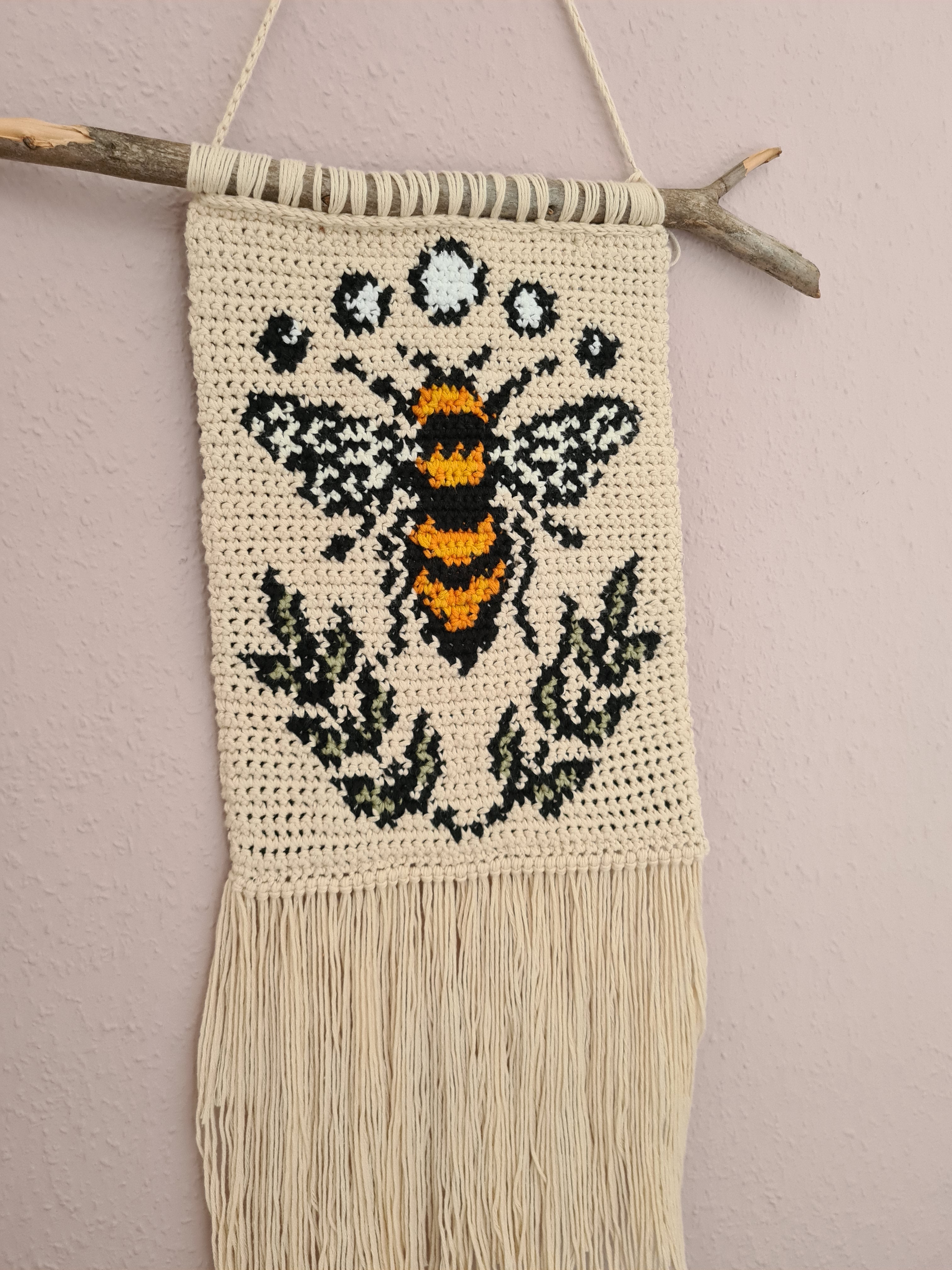 Hummel Wandbehang Makramee Macrame Tapiserie Wandtepoiche Wanddekoration Stoffbild